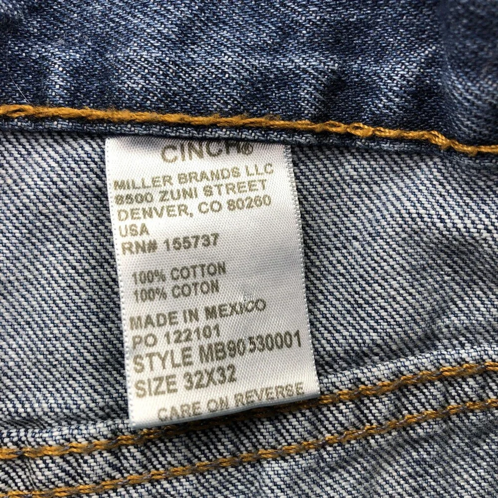 Cinch Jeans Mens 32x32 Blue Relaxed Tapered Denim Green Label MB90530001